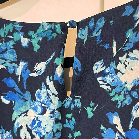 Jacques Vert Collection Blue Floral Chiffon Midi Cocktail Dress Size 10 - Picture 8 of 17